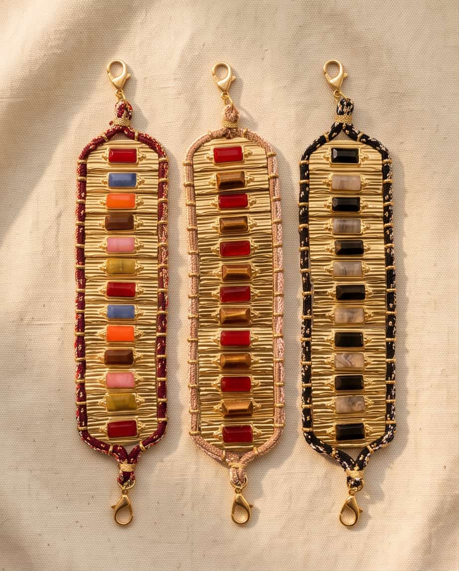 Bracciale regolabile acciaio carre pietra
