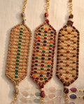 Bracciale regolabile acciaio stoffa pietre