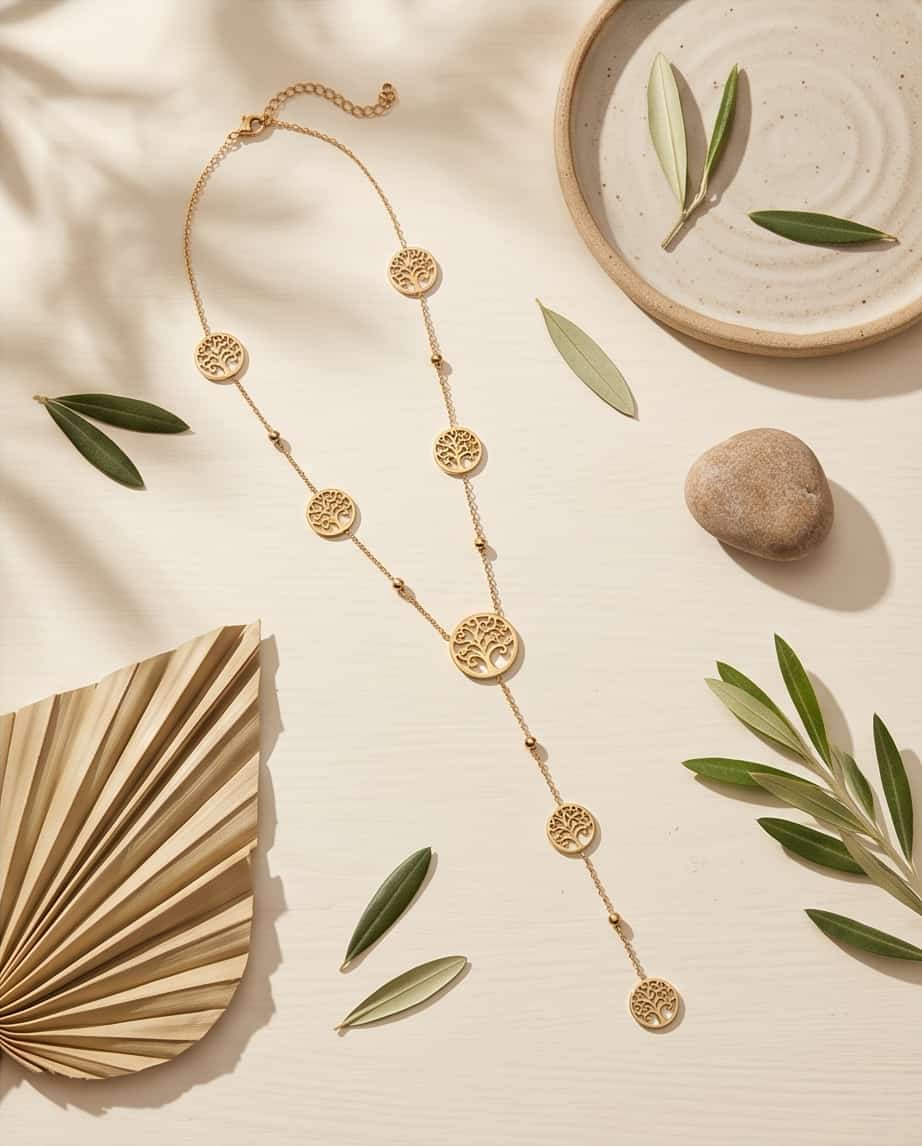 Collana regolabile acciaio albero della vita