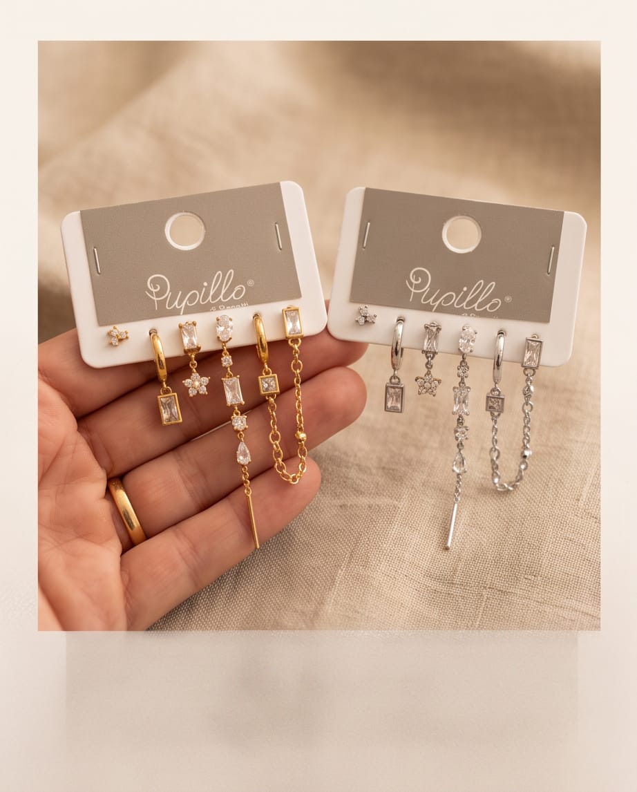 Orecchini set da 6 in acciaio