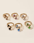 Anello acciaio 6 strass