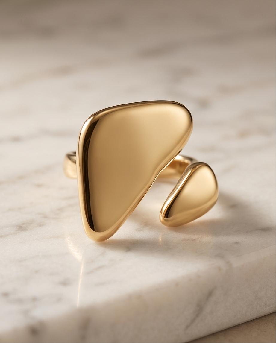 Anello acciaio doppio triangolo