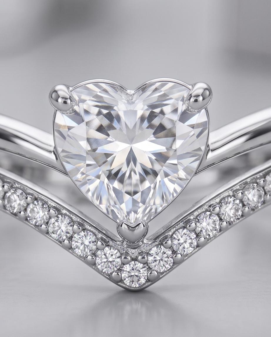 Anello acciaio cuore zirconia