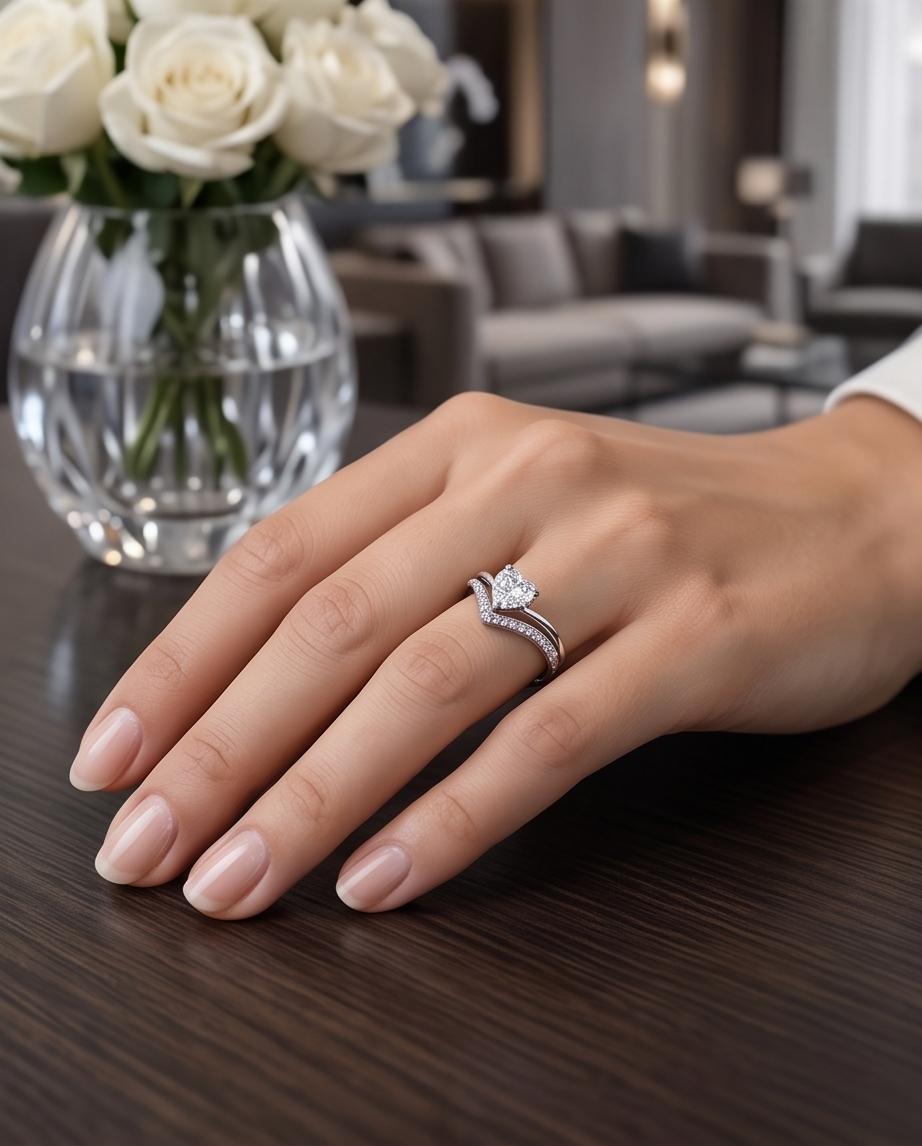 Anello acciaio cuore zirconia