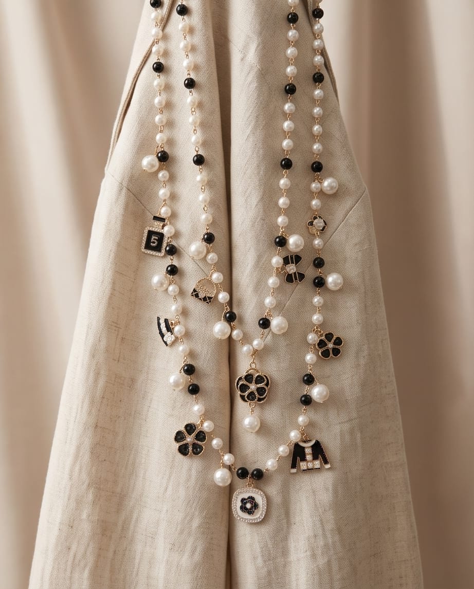 Collana perle metallo smalti