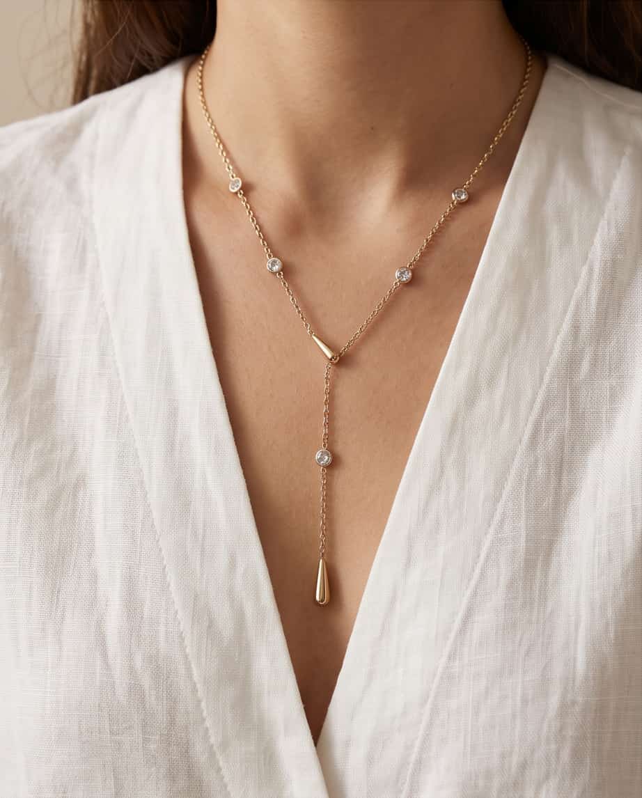 Collana regolabile acciaio gocce zirconi
