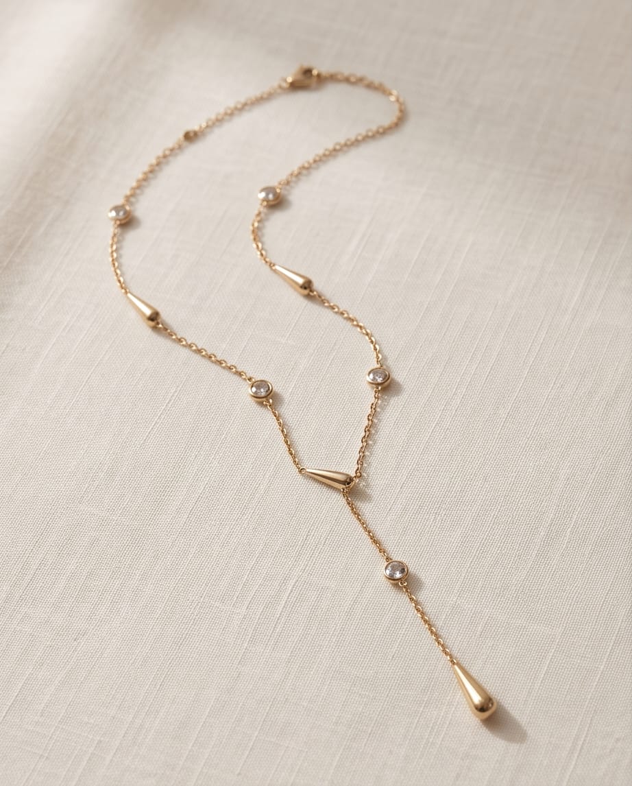 Collana regolabile acciaio gocce zirconi