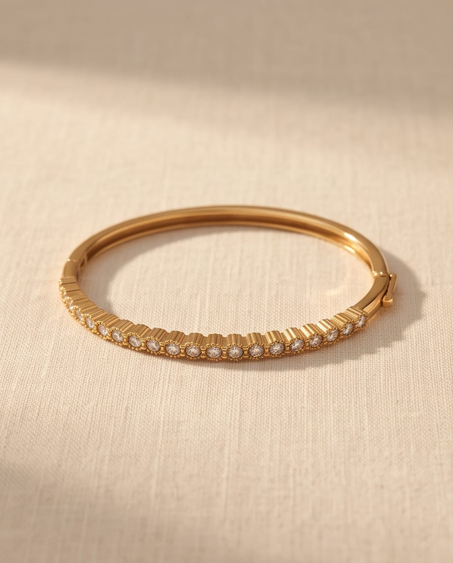 Bracciale rigido acciaio strass scatto