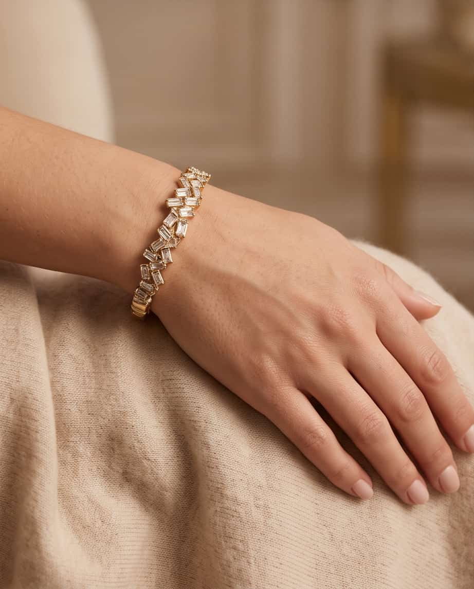 Bracciale rigido acciaio baguette vetro