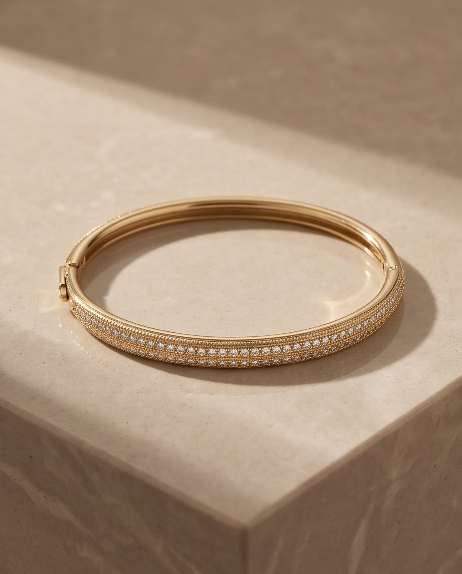 Bracciale rigido acciaio strass scatto