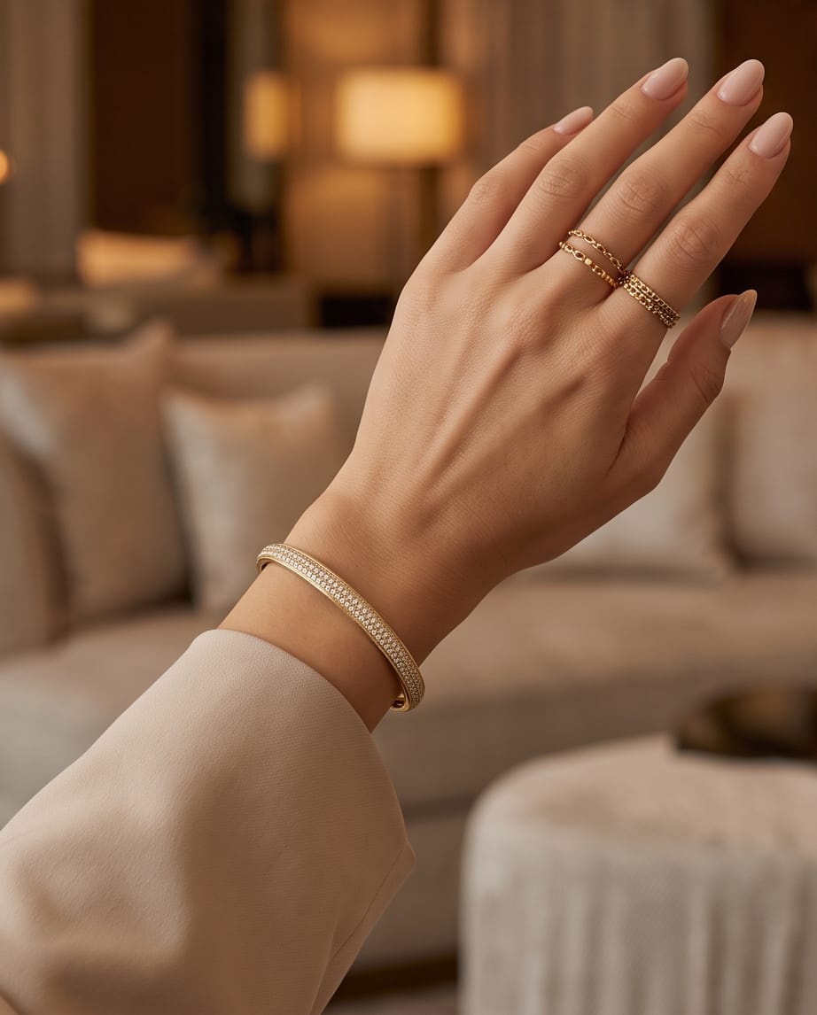 Bracciale rigido acciaio strass scatto