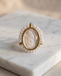 Anello acciaio cammeo madreperla