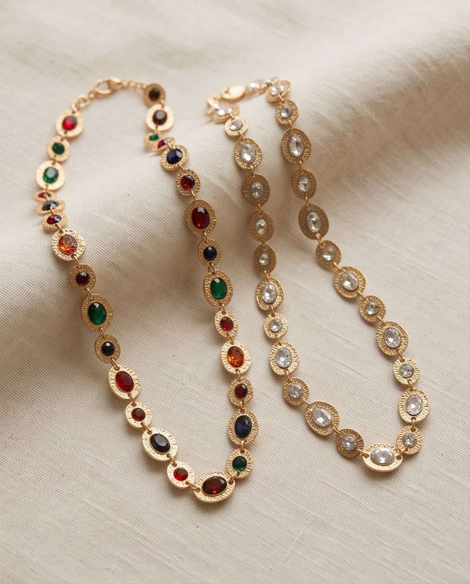 Collana regolabile acciaio strass