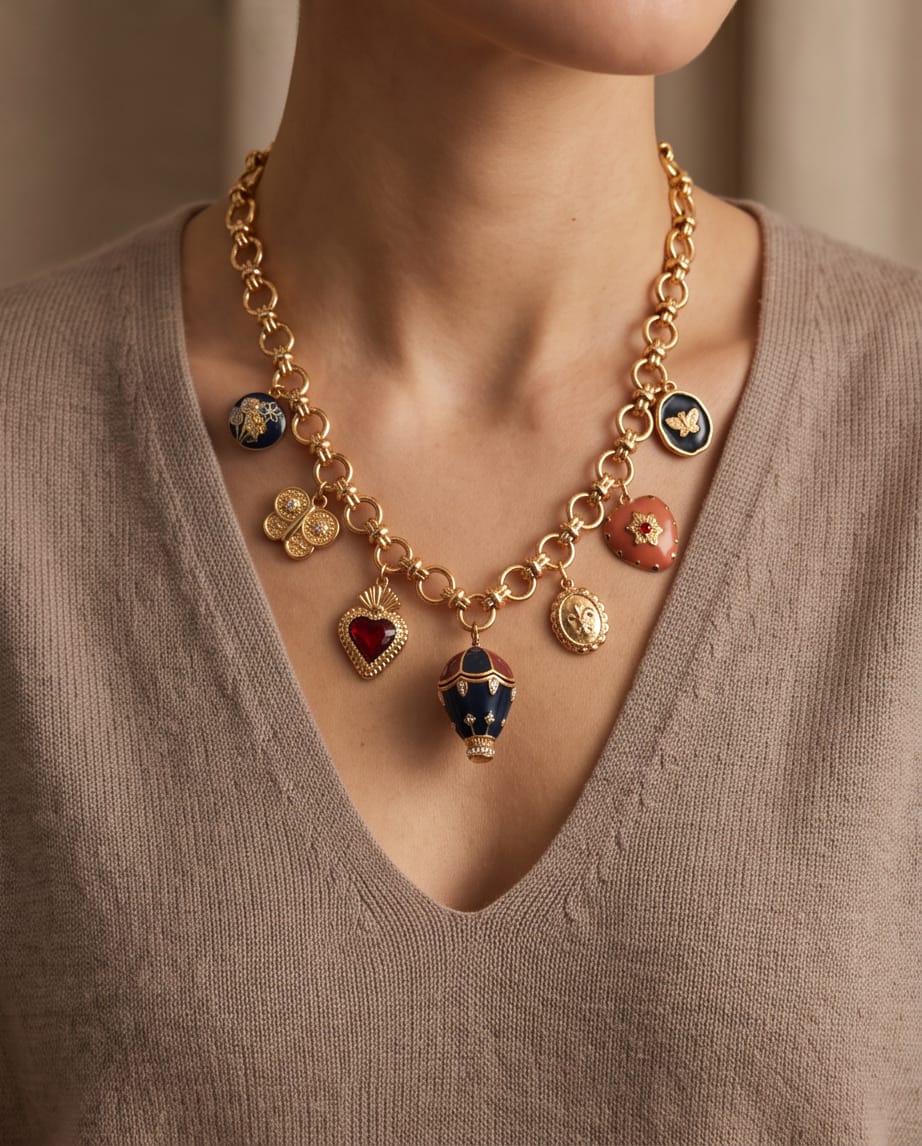 Collana regolabile acciaio charm