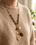 Collana lunga acciaio charm pietra resina