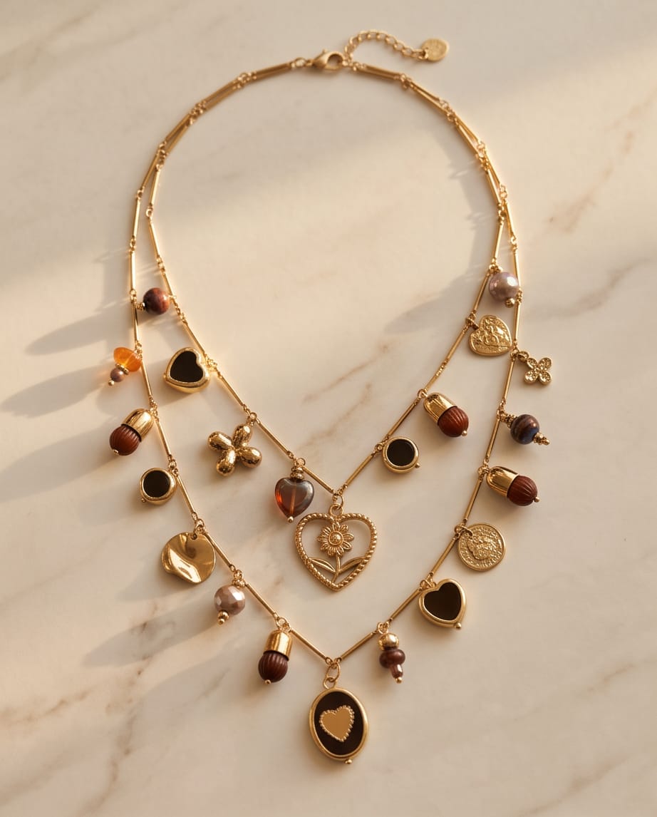 Collana regolabile acciaio charm pietra