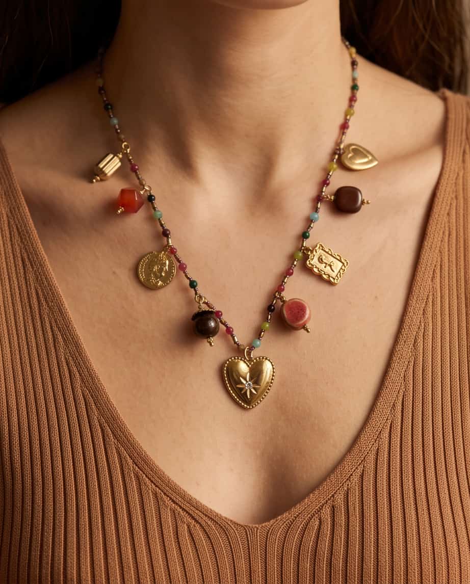 Collana regolabile acciaio charms