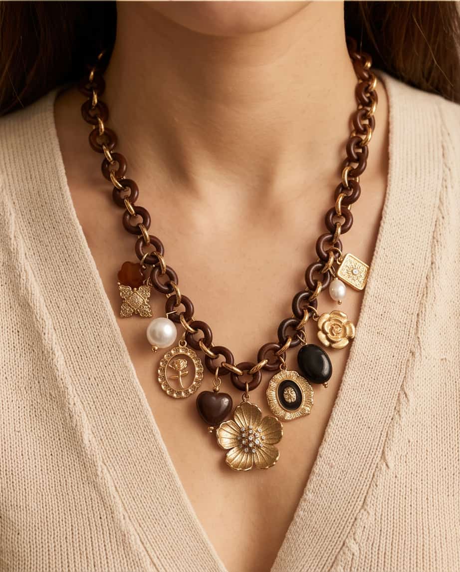Collana regolabile acciaio charms smalti