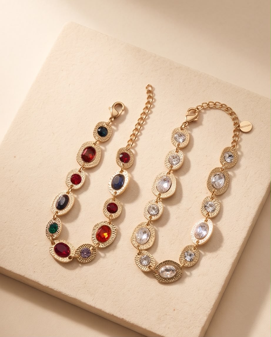 Bracciale regolabile acciaio castoni strass