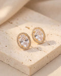 Orecchini cerchi acciaio ovale strass zircone