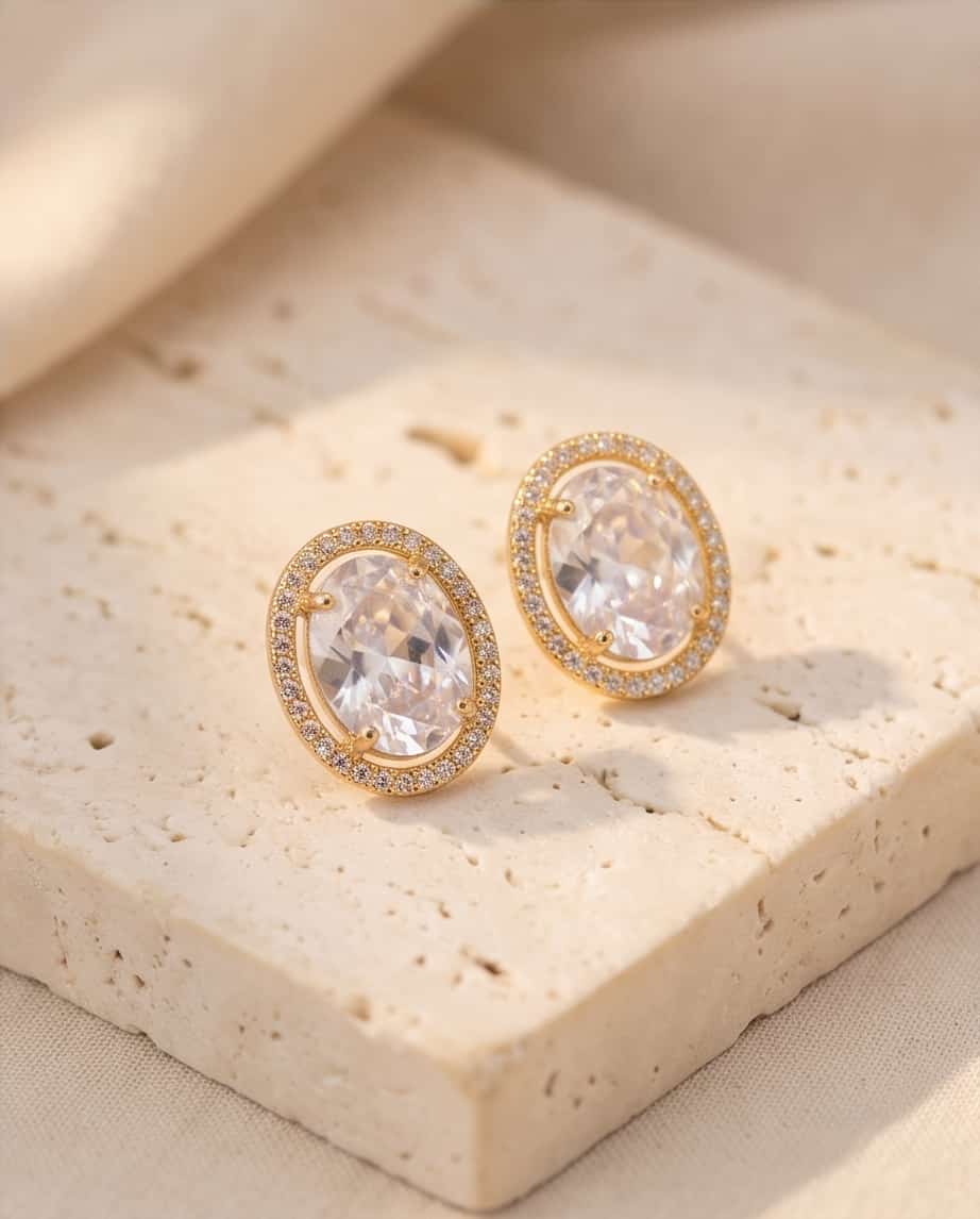 Orecchini cerchi acciaio ovale strass zircone