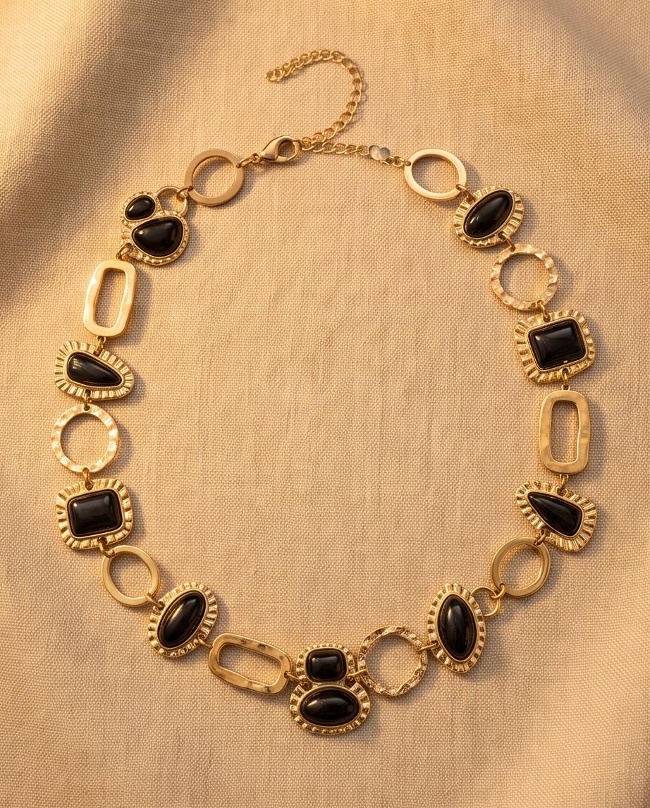 Collana regolabile acciaio castoni resina