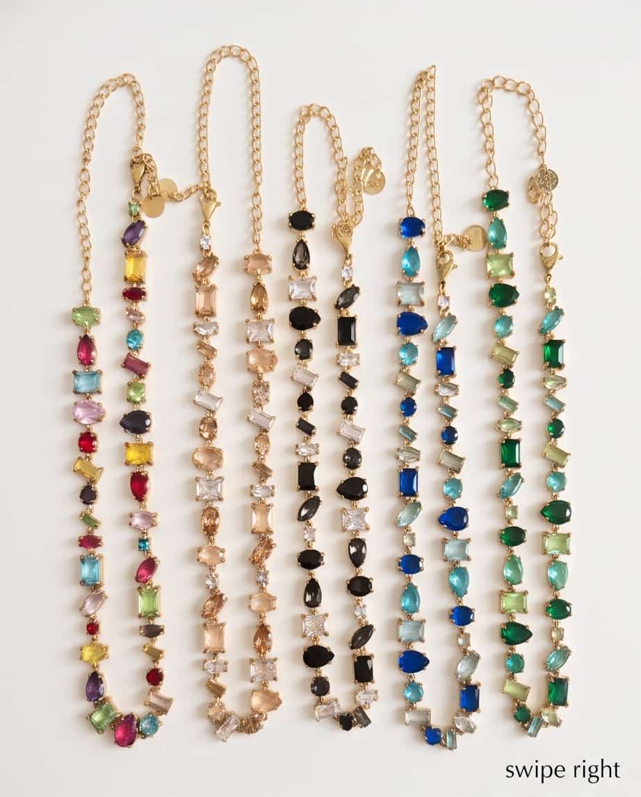 Collana regolabile acciaio castoni cristallo