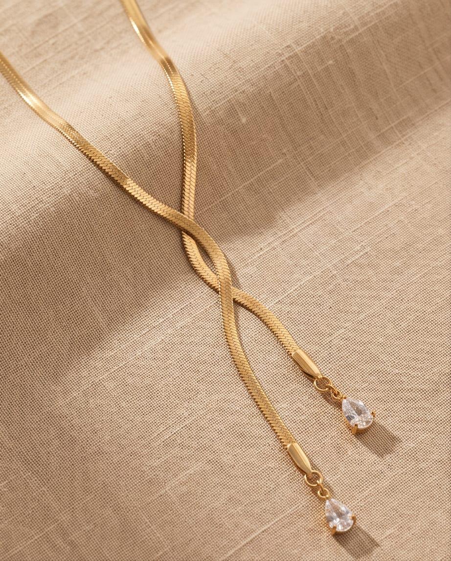 Collana regolabile acciaio piattina doppia goccia