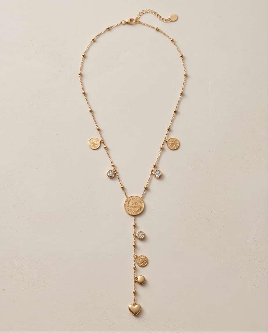 Collana regolabile acciaio monetine strass