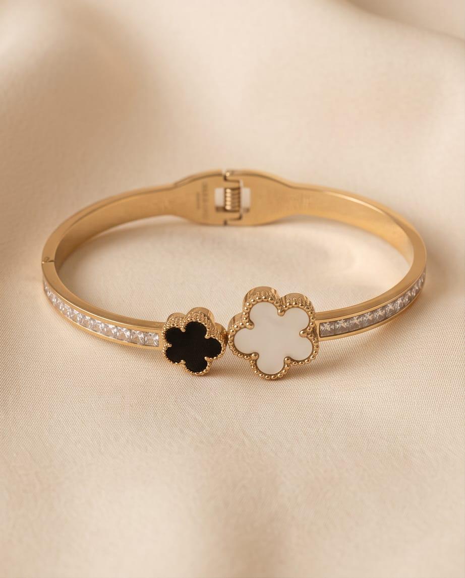 Bracciale rigido acciaio fiori