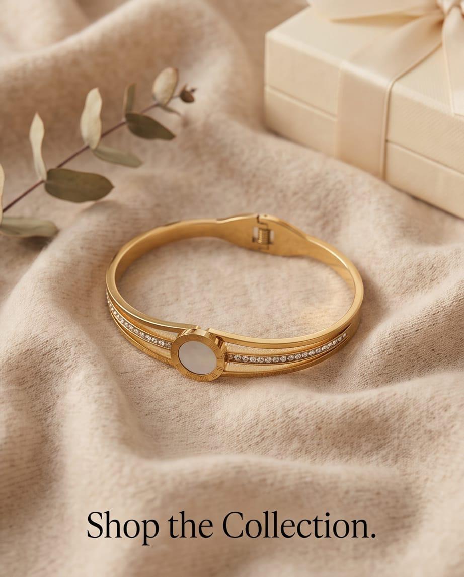 Bracciale rigido acciaio disco madreperla