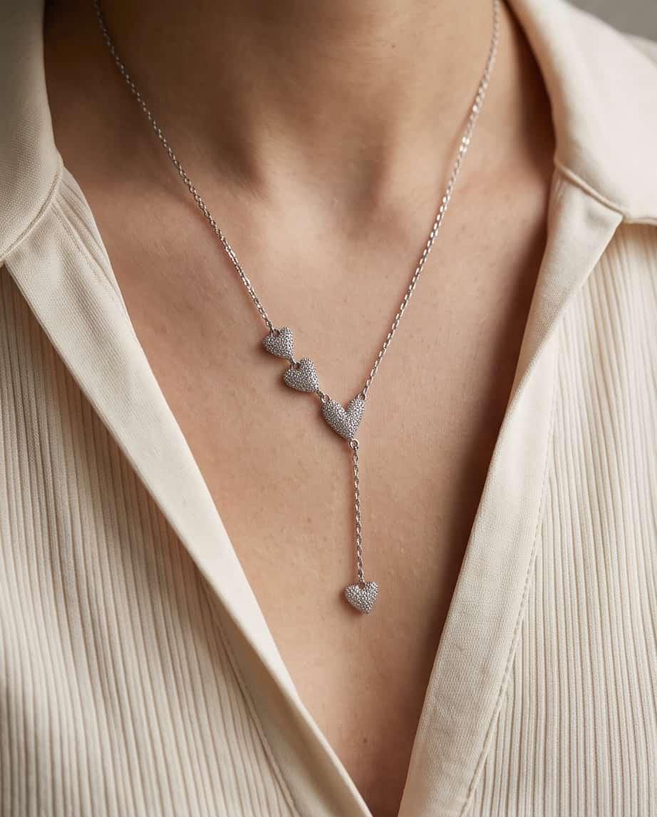 Collana regolabile acciaio 4 cuori