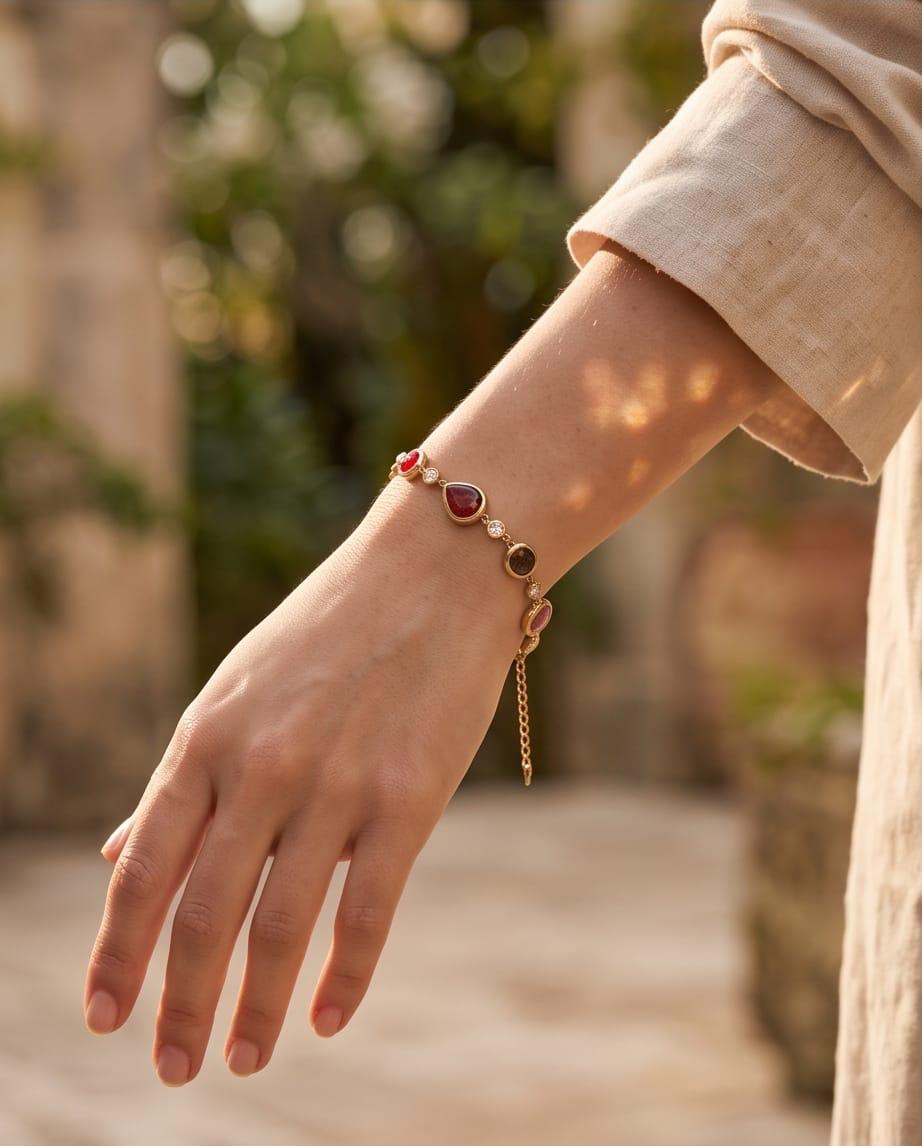 Bracciale regolabile acciaio castoni pietra