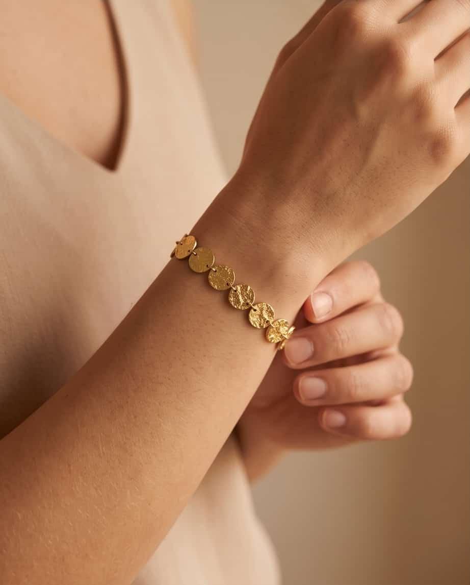 Bracciale regolabile acciaio cerchi martellati