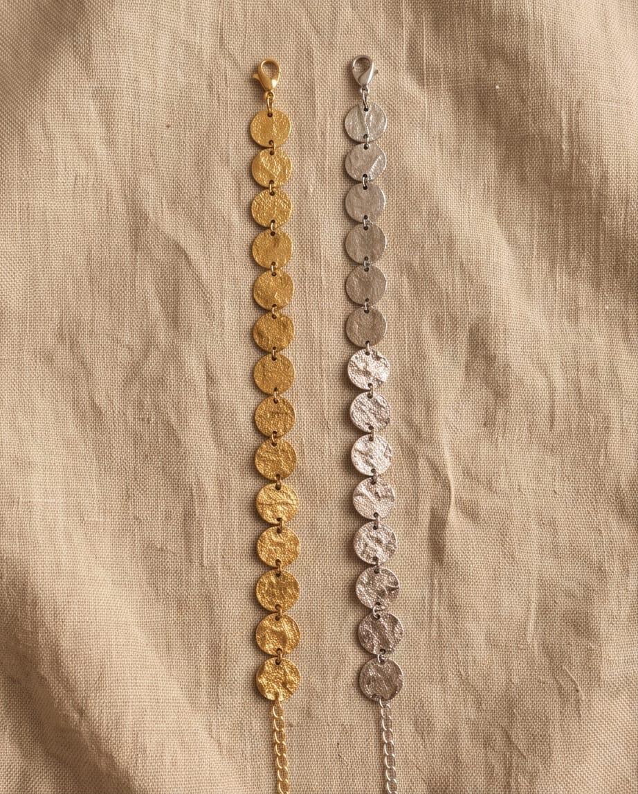 Bracciale regolabile acciaio cerchi martellati