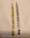 Bracciale regolabile acciaio cuori martellati