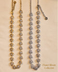 Collana regolabile acciaio fiori strass