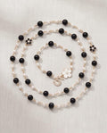 Collana lunga perle metallo