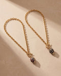 Collana regolabile acciaio charm smalto strass