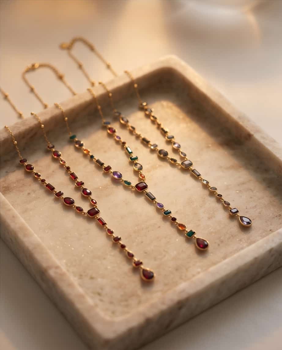 Collana regolabile acciaio castoni pietra