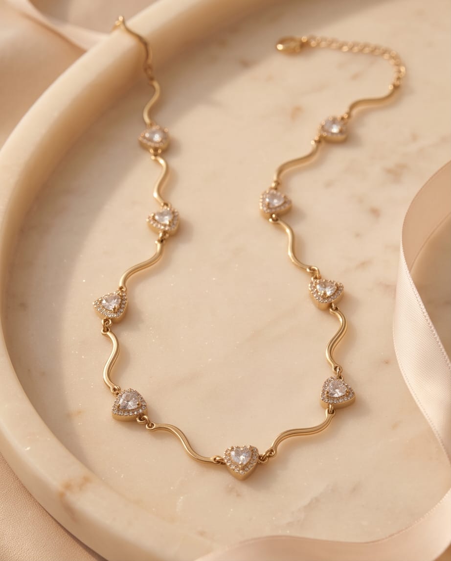 Collana regolabile acciaio cuori