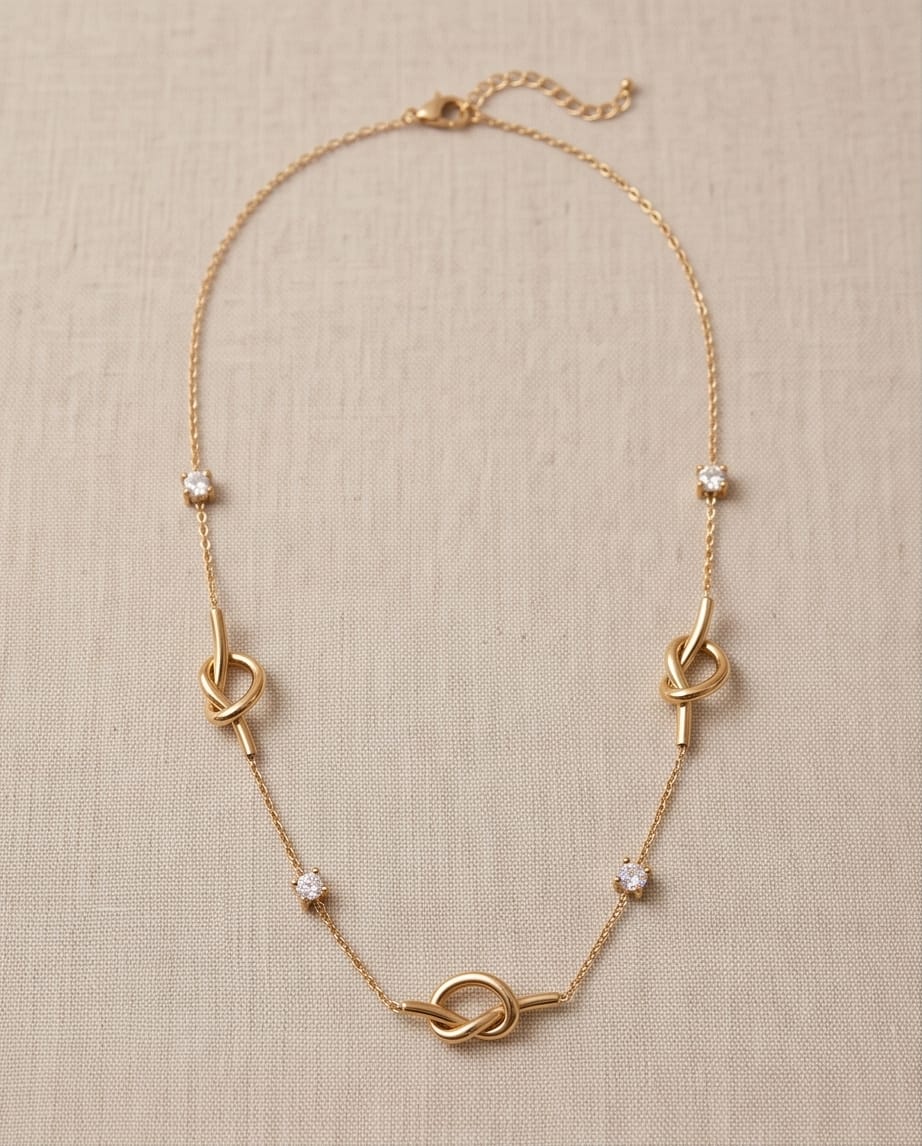 Collana regolabile acciaio nodini e strass