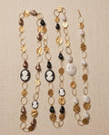 Collana lunga acciaio cammei resina 80cm
