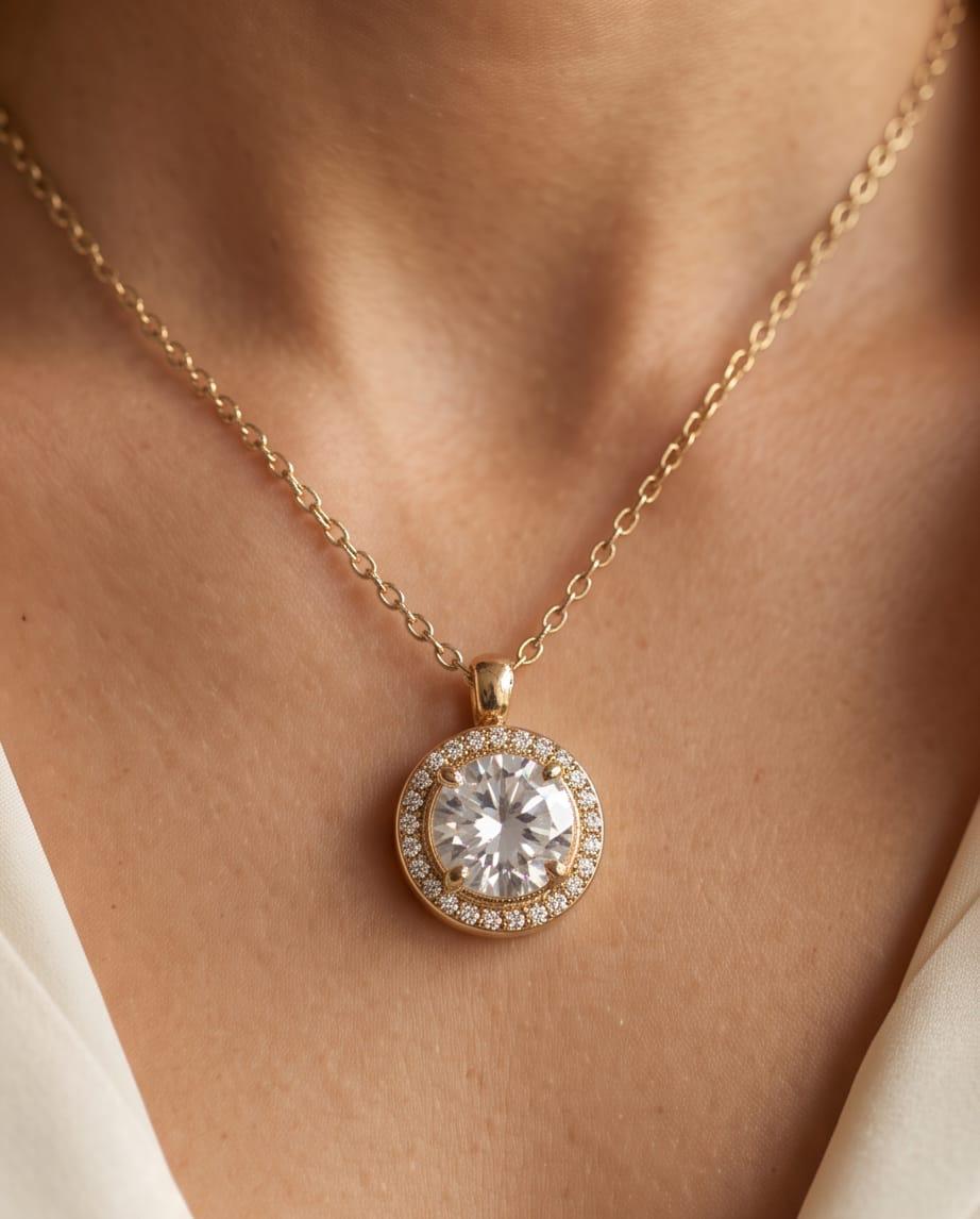 Collana regolabile acciaio zircone tondo