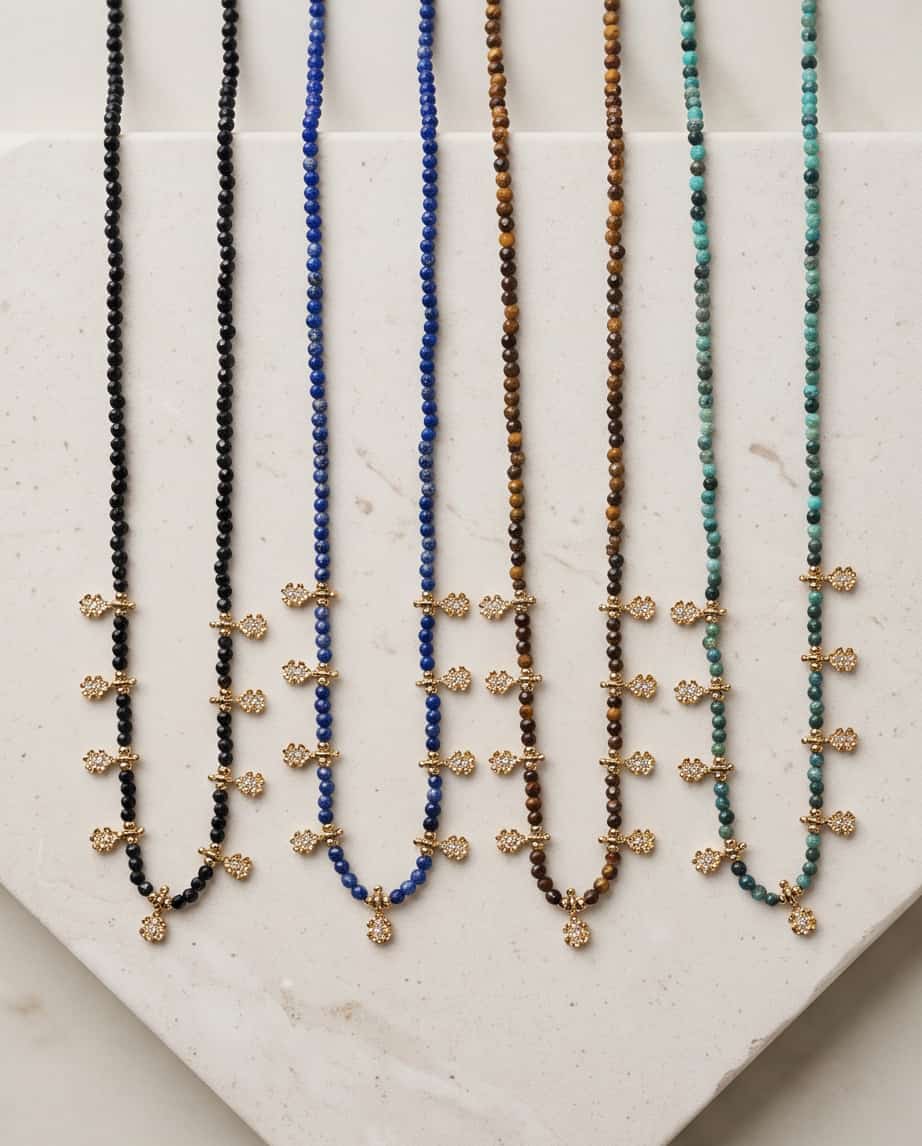 Collana regolabile acciaio pietre e fiori