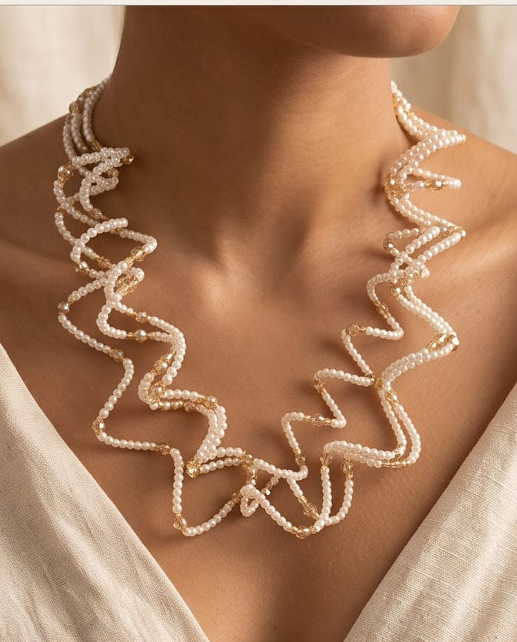 Collana regolabile perline vetro armonica
