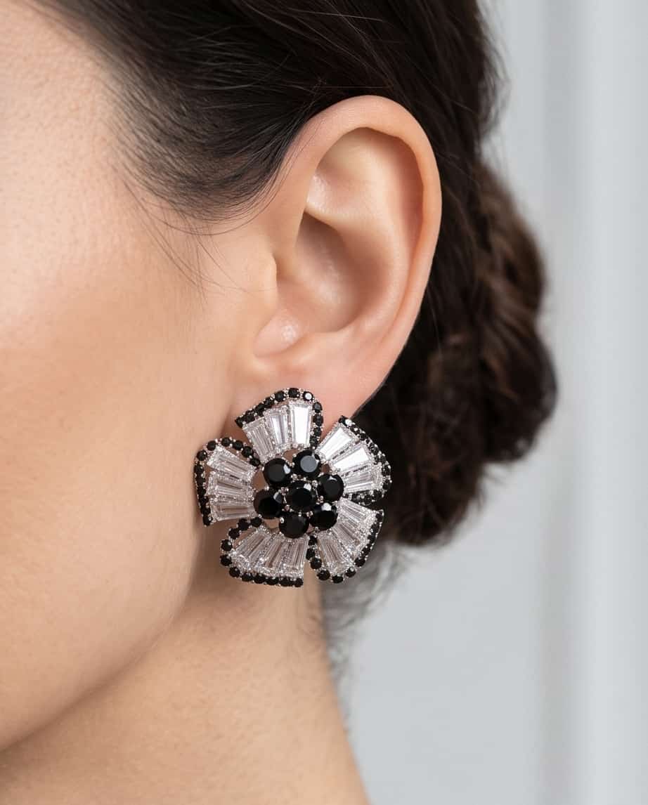 Orecchini lobo metallo strass