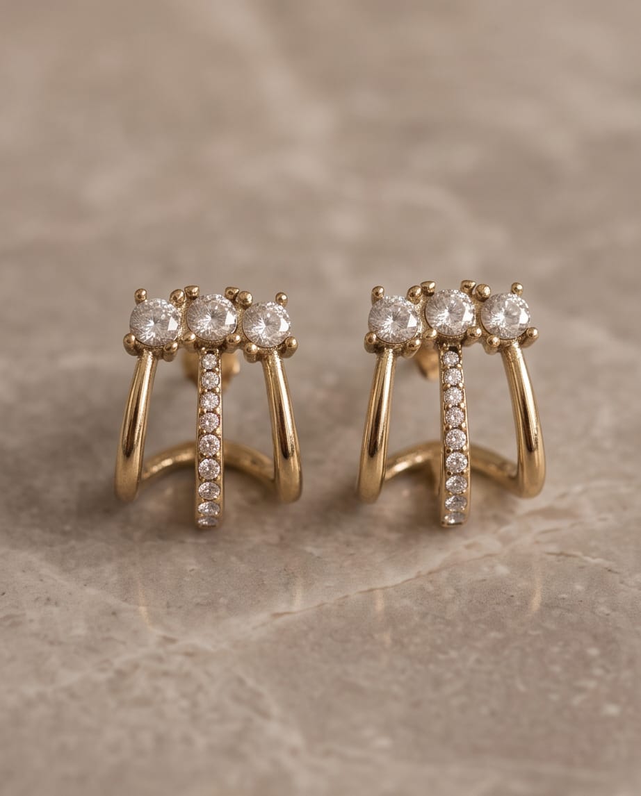Orecchini cerchi acciaio strass