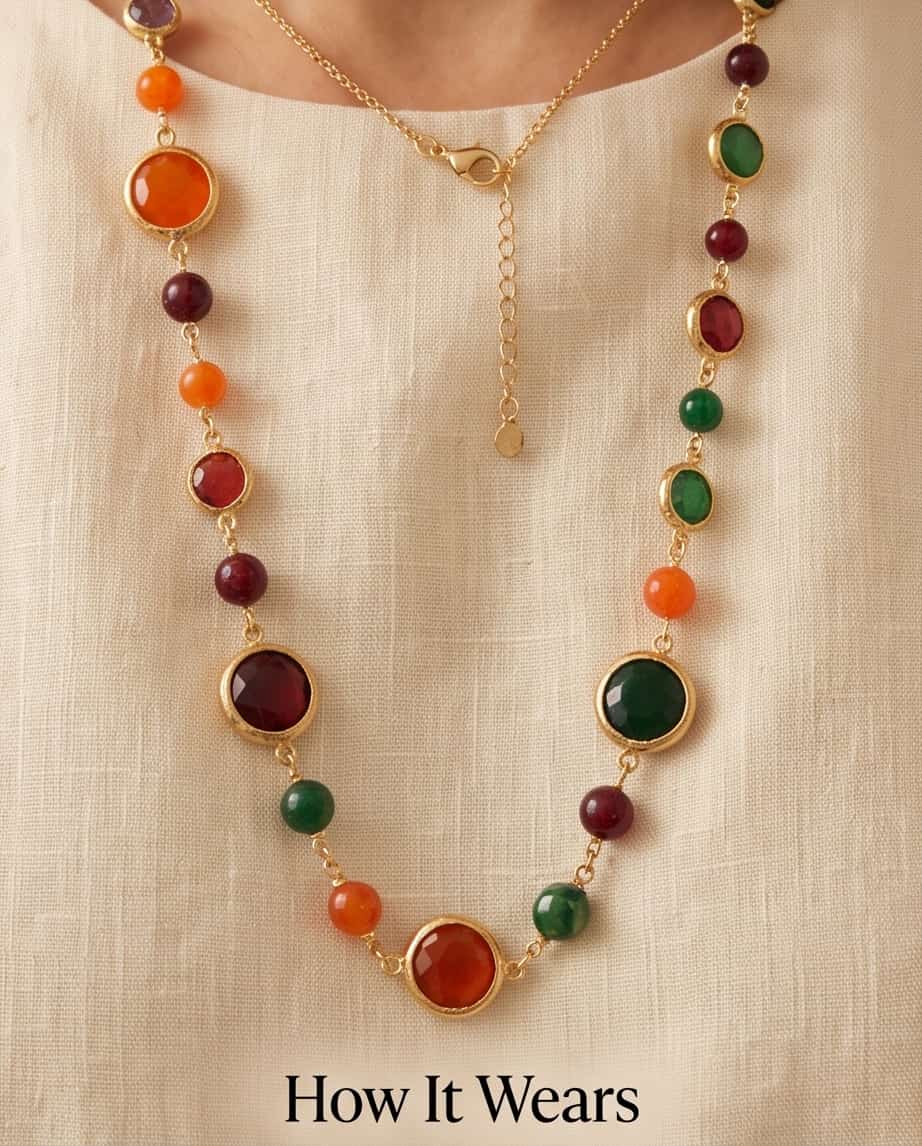 Collana regolabile acciaio tondini castoni vetro