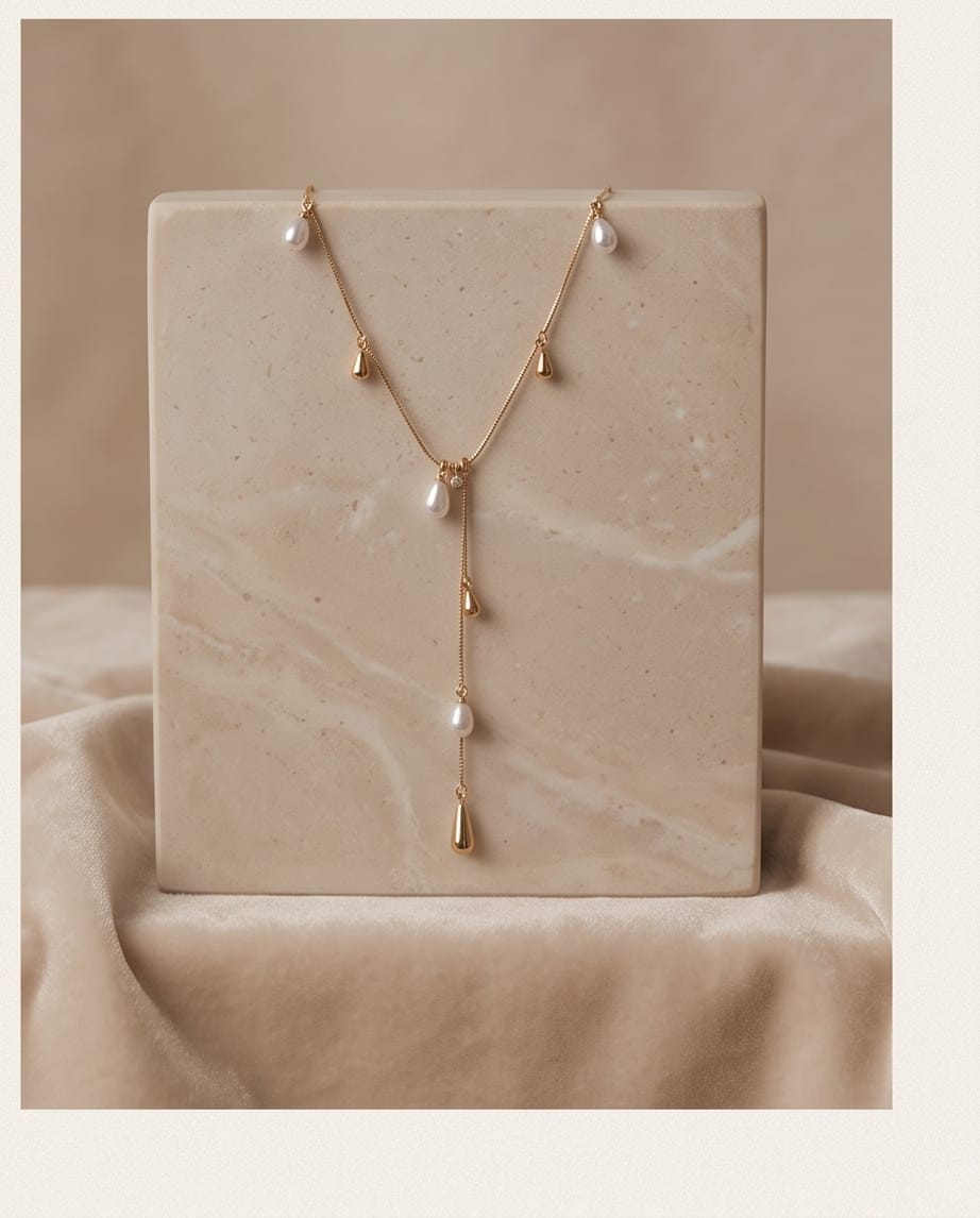 Collana perle regolabile acciaio gocce